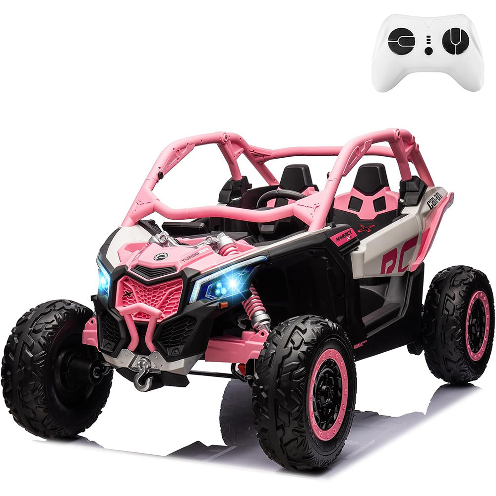 Garvee 2-Seater Ride-On UTV For Kid age 3 - 8 years : 4WD, Remote Control, 2x24V Batteries, 4x200W Motors, 23" Seat, EVA Tires, Spring Suspension - Pi