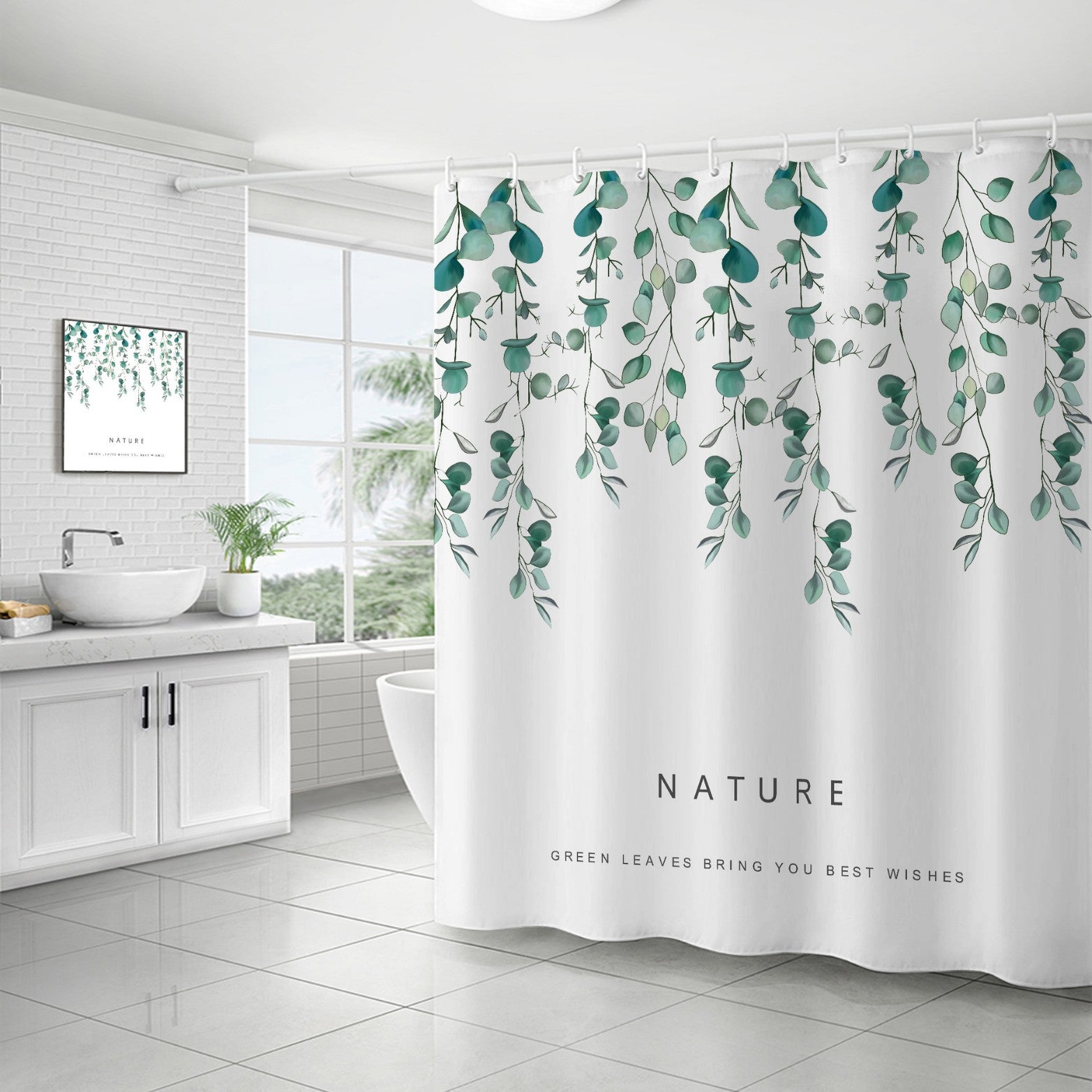 YL-37172 digital shower curtain cross-border plant flower waterproof polyester bathroom four-piece set dry and wet separation moisture-proof