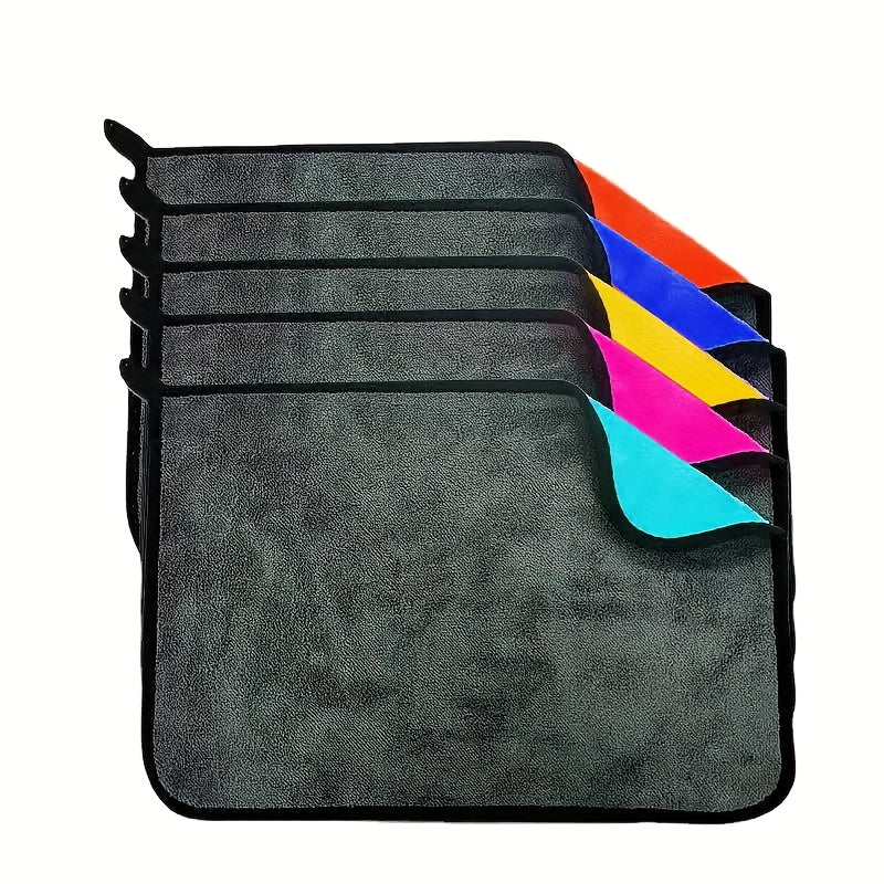 TEMU 5 High-density Car Wash Towels, Coral Fleece Double-sided Thick Car Wiping Towels, Super Absorbent Glass Wiping, Car Cleaning Towels