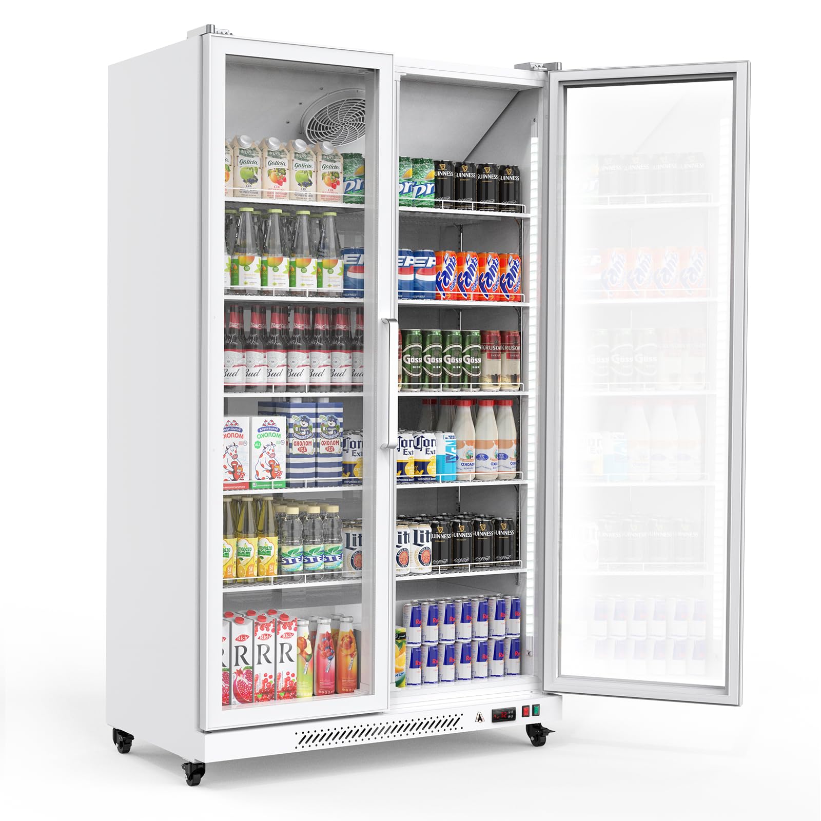 Garvee 27.1 Cu.Ft Commercial Beverage-Merchandiser Refrigerator - Energy Efficient (ETL Listed), Dual-Layer Glass, 10 Adjustable Shelves - Restaurant-