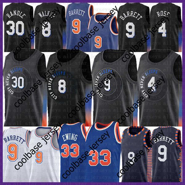 RJ Barrett Kemba Walker Basketball Jersey 4 30 9 8 Derrick Julius Mens Shirts Rose Randle Patrick Ewing Vintage Never Sleeps Jerseys S-XXL