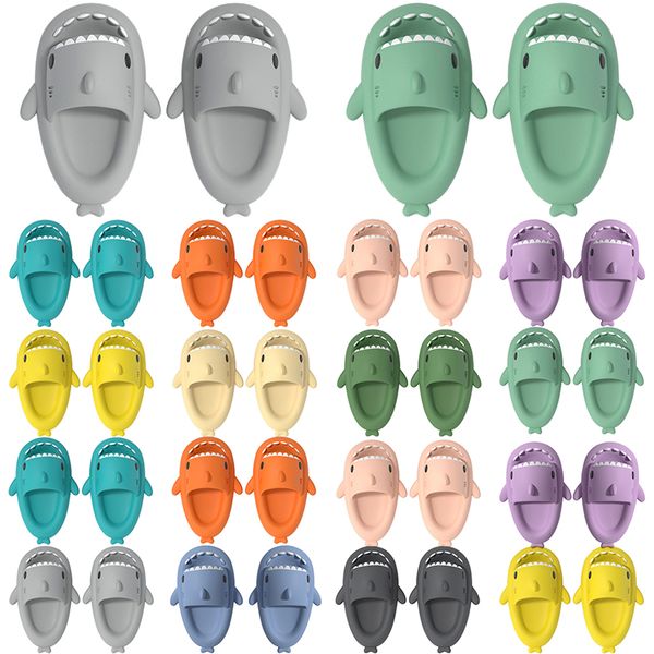 Summer Home Women Shark Slippers Anti-skid EVA Solid Color Couple Parents Outdoor Cool Indoor Household Funny Shoes 180