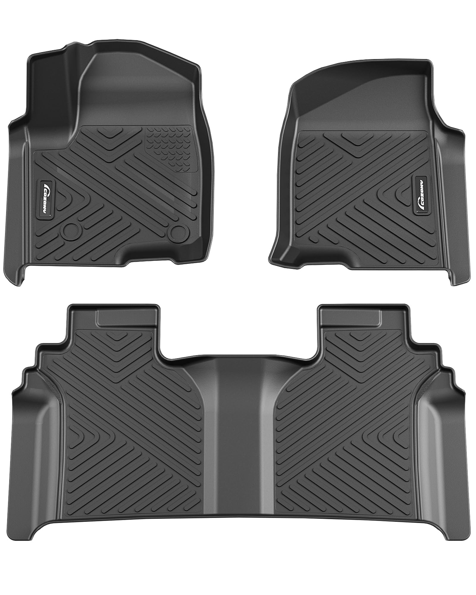 Garvee Floor Mats for 2019-2024 Chevrolet Silverado 1500-GMC Sierra 1500 & 2020-2024 Chevy Silverado-GMC Sierra 2500HD-3500HD Crew Cab, TPE All Weathe