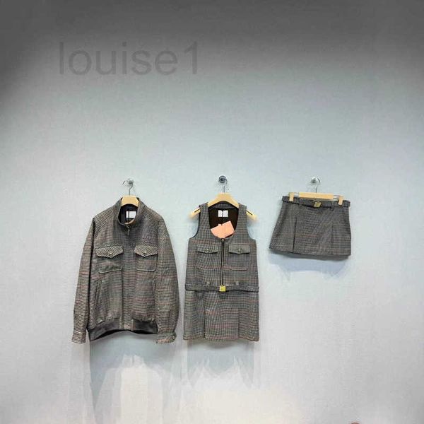 Basic & Casual Dresses Designer Brand 24 Early Autumn New Letter Patch Embroidered Shoulder Down Jacket, Waist Belt, Pleated Skirt, Dress DQ