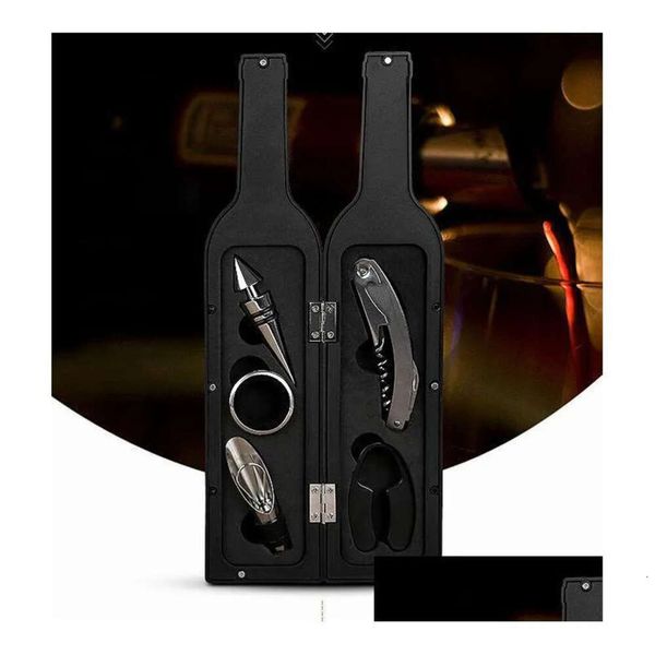 Bottle Openers 5pcs-set Opener Wine Corkscrew Shape Kitchen Tools Pourer Stopper Drip Ring Wines Accessory Drop Delivery Home Garden Dhyjd s