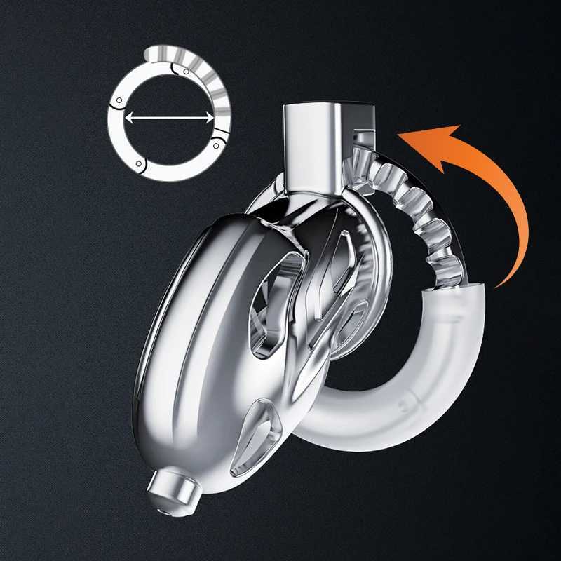Adjustable Snap Ring Upgrade OnePiece Metal Chastity Cage Mens CB Cock Cage SM Aluminum Alloy Penis Urethra Lock Device Toy