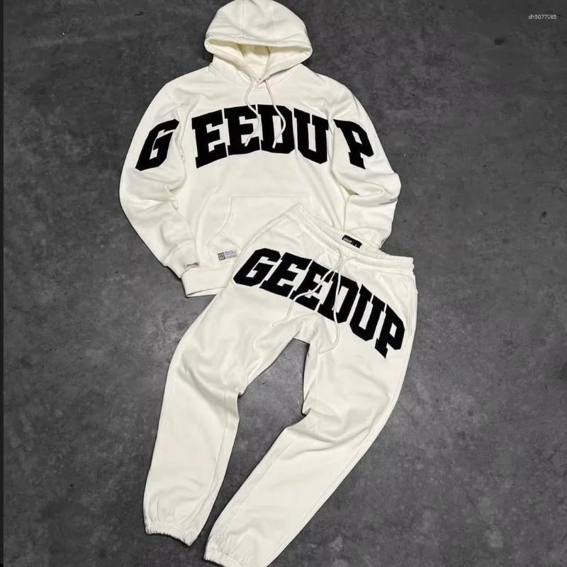 Men&#039;s Tracksuits America Street Fashion GEEDUP Letter Hoodies Harajuku Hip Hop Graphic Sweatshirt Clothing Tracksuit Two-piece Set