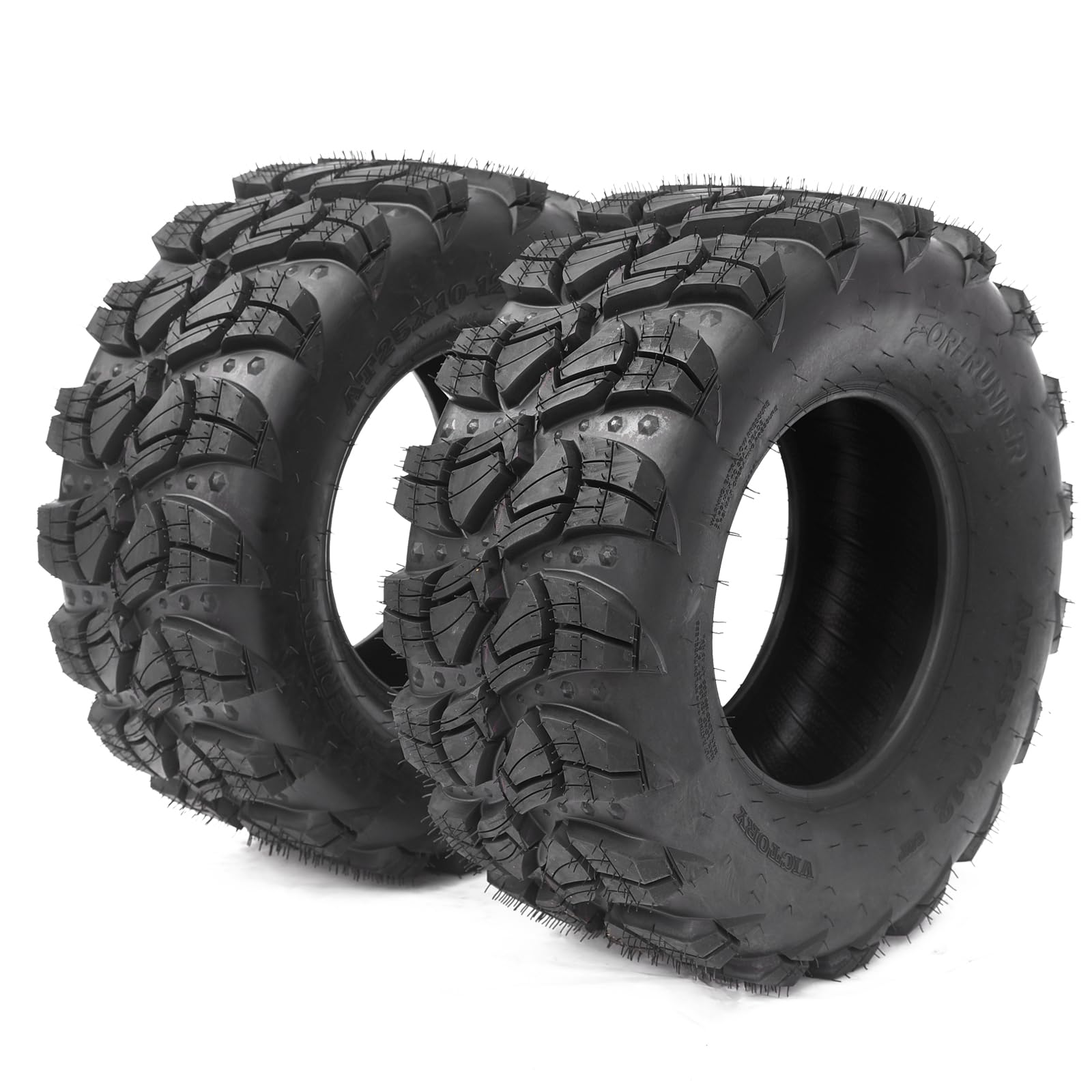 Garvee Set of 2 ATV Trail Tires 6PR Knobby Sport Tires, Tubeless - AT25x10-12-6PR TL VICTORY
