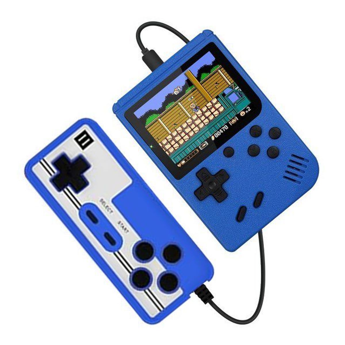 Retro Mini Handheld Portable Video Game Console, 400 Games (1- or 2-Pack) - Blue