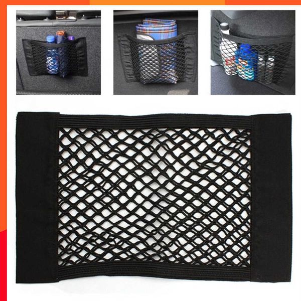 New Rear Mesh Elastic Seat Trunk Series Net Magic Global Label Storage Bag Car Cage Pocket Organizer Backpack