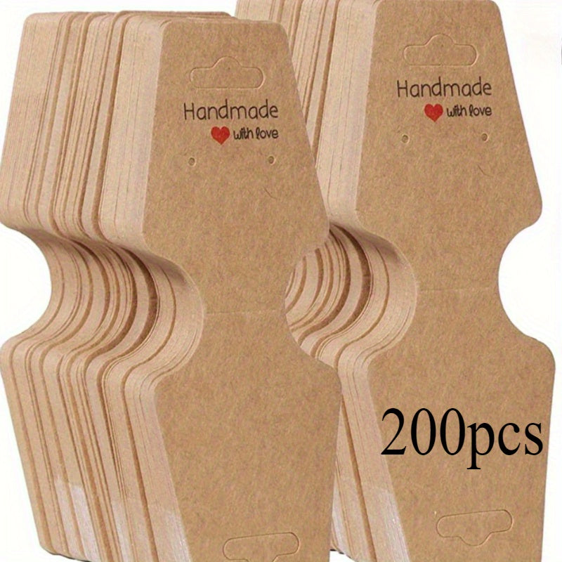 TEMU 200pcs Of Folded Cardboard With Heart-shaped Pattern, Display Stand With Hair Ring Hanging Hole Bracelet, Packaging Cardboard