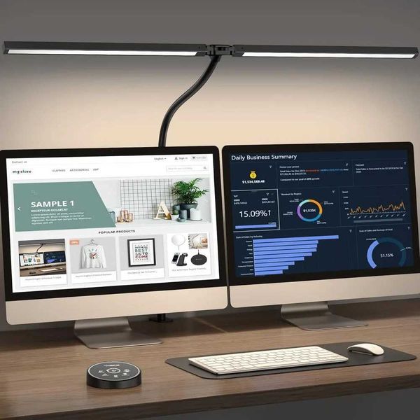 Led Desk Lamp for Office Home - Eye Caring Architect lamp with ClampDual Screen Computer Monitor Gooseneck Smart Light 24W 5 C Z241123