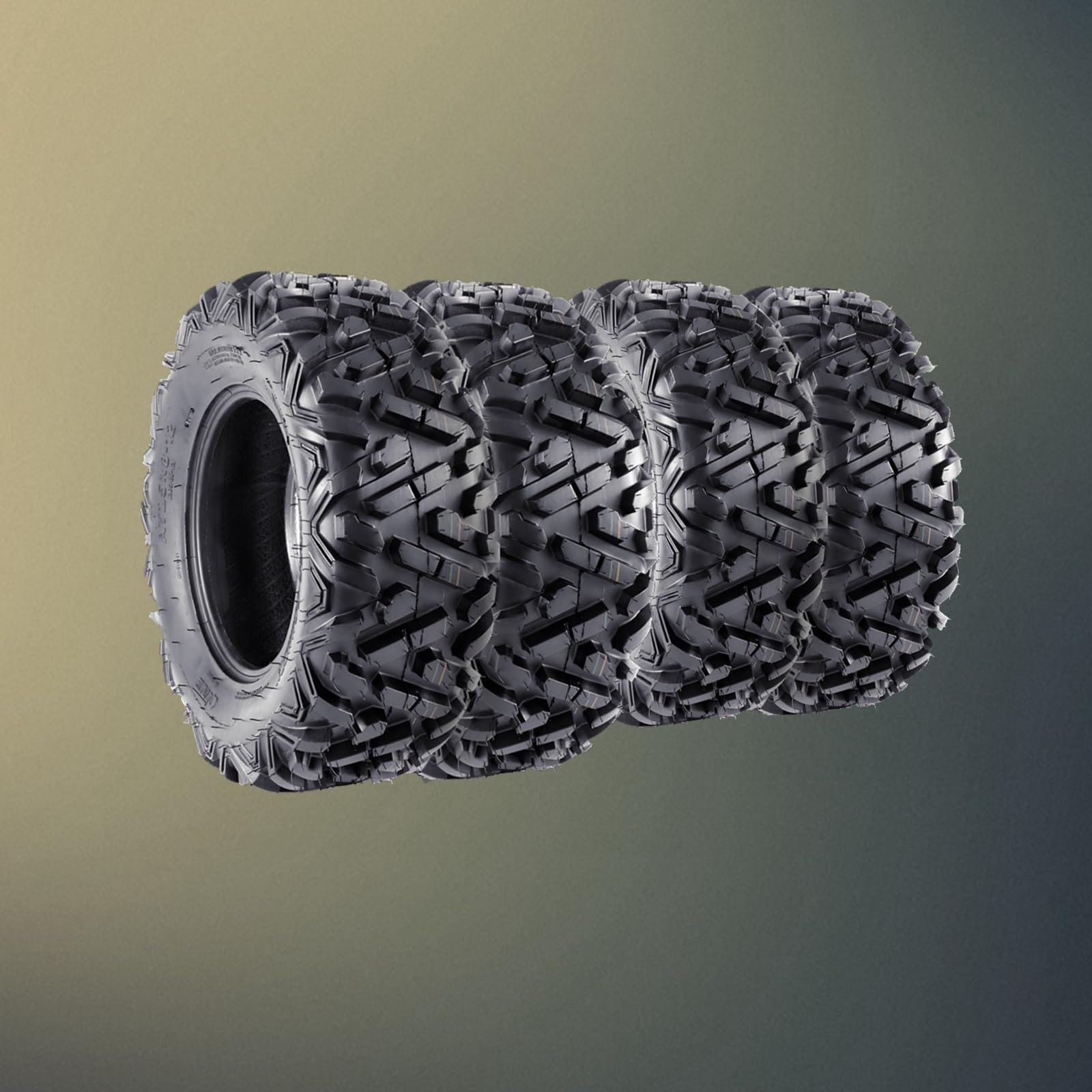 Garvee Set of 4 ATV UTV All-Terrain Tires 25x8-12 Front & 25x10-12 Rear, Tubeless, 6 PR, Black