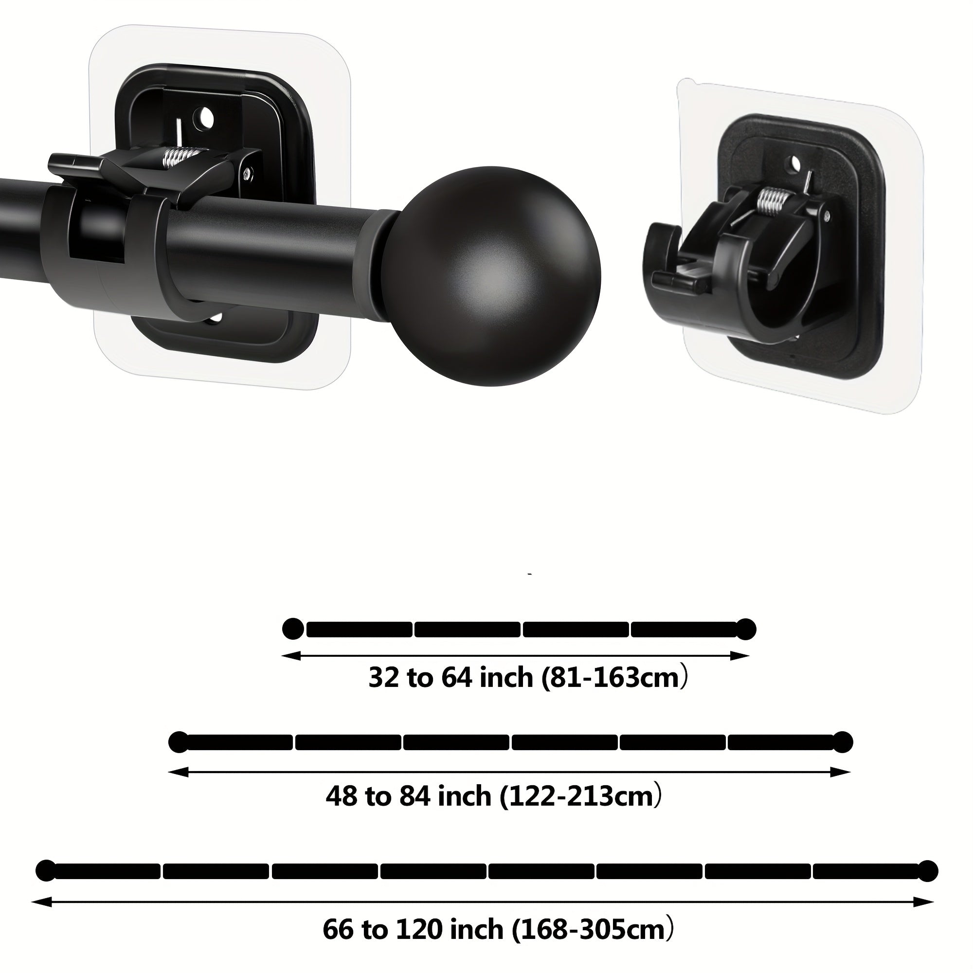 TEMU No Drill Curtain Rods For Curtains 32 To 120 Inch Adjustable Tension Curtain Rod Strong Adhesive Brackets For Apartments Dorms Renters Curtain