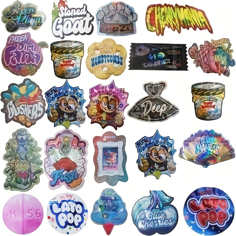 TEMU 100pcs Reusable Mylar Bags - 3, 5g Polyester Zipper Pouches, Fade-resistant & , 10 Random Styles For Candy, Snacks, Party Favors, Gift Packaging