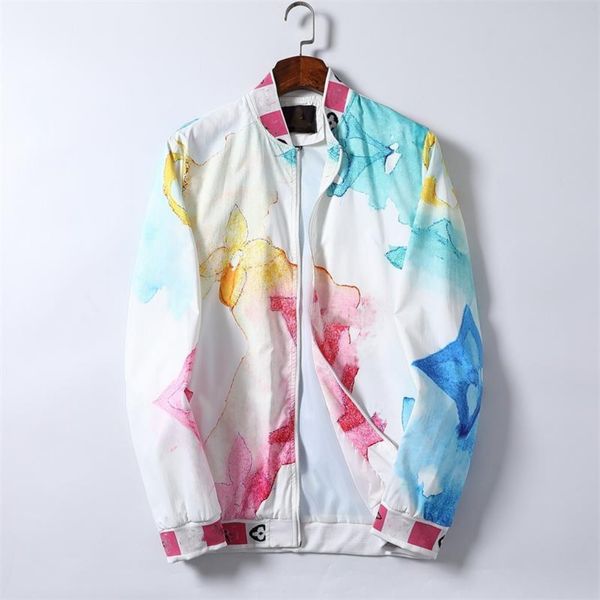 Luxury Brand Men Jackets Designer Watercolor Letters Zipper Coat Famous Designer Standing Collar Cardigan Casual Fashion Men&#039;s Coat Top