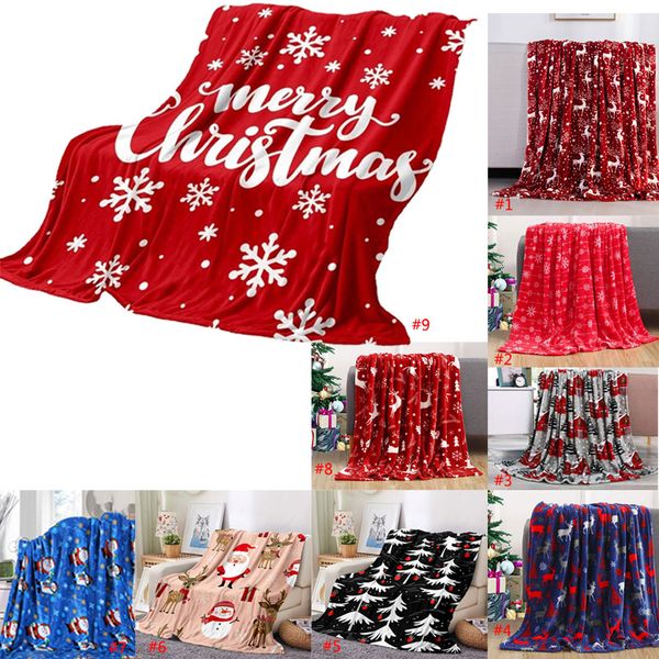 Christmas Fleece Blanket Throw Blankets Lightweight Blankets for Sofa Bed Camping Thermal Towel Winter Warm 150X200cm