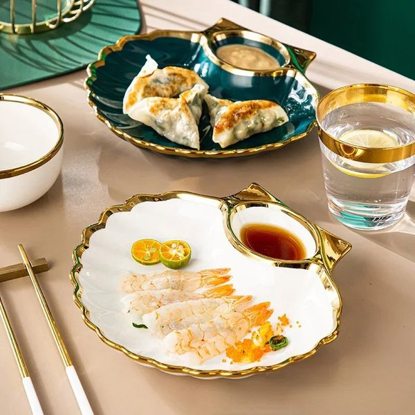 Ceramic Jiaozi Dish Home Specialshaped Plate Sushi Breakfast Dinner Plates Dining Table Decoration Ornaments 250211