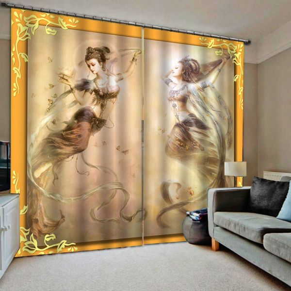 beauty 3D Curtains Living Room Bedroom Drapes Cortinas Customized size yellow curtains