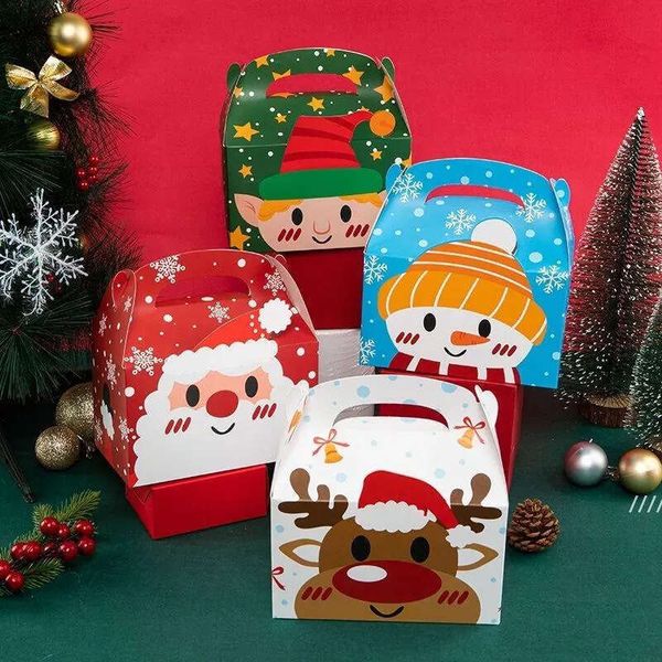 Treat Christmas Foldable Cake Muffin Paper Boxes Santa Claus Xmas New Year Gift Packaging Bag Party Favor Supplies 908