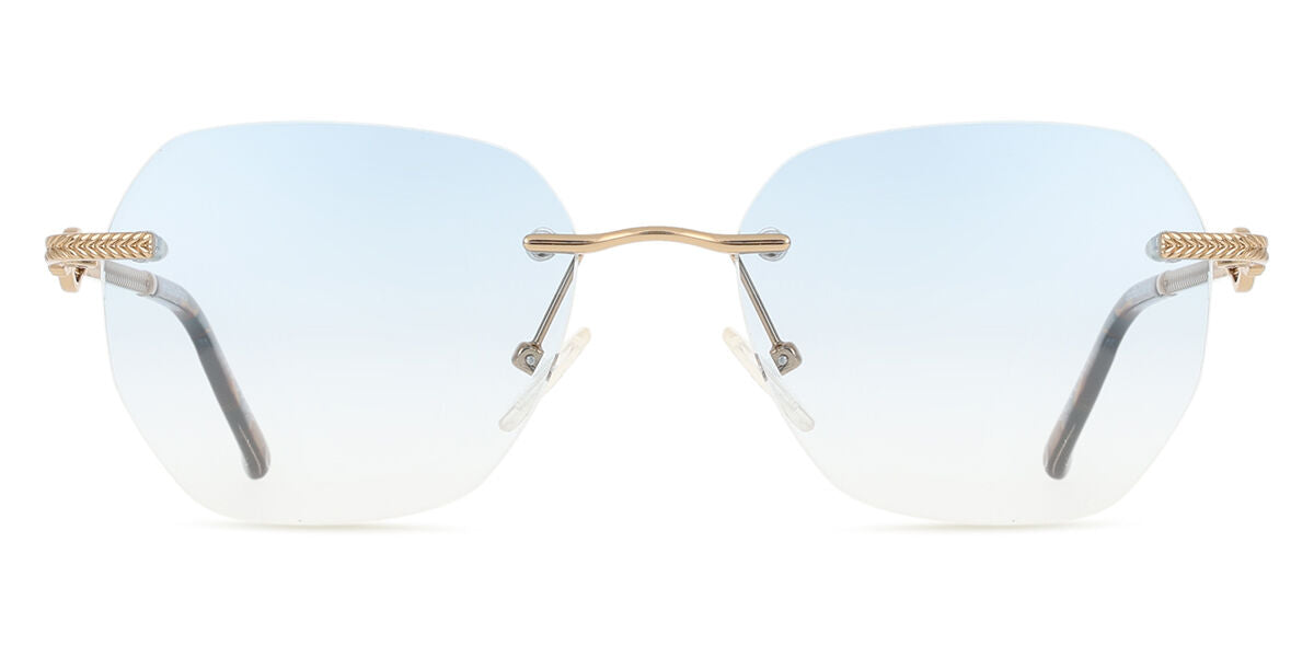 Geometric Rimless Plastic Men's  Sunglasses  Gold Size 53 - Free Lenses - SmartBuy Collection