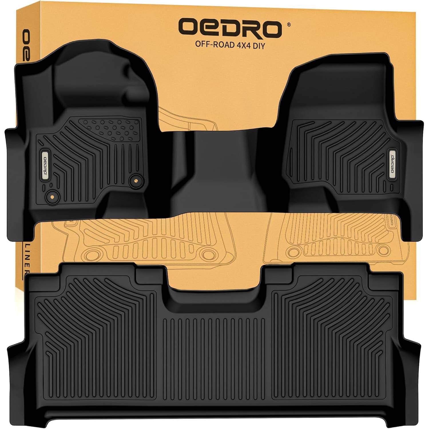 OEDRO Floor Mats for 2017-2025 Ford F250-F350 Super Duty Crew Cab with 1st Row Bench Seat, with Factory Storage Box