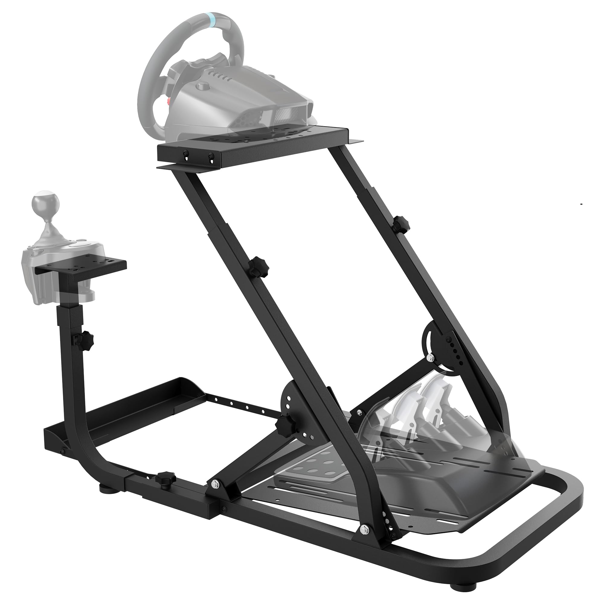 Garvee Racing Steering Wheel Stand for Gaming - Adjustable Height & Angle - Foldable Design - Universal Compatibility - Gear Lever Slot - Ideal for Lo