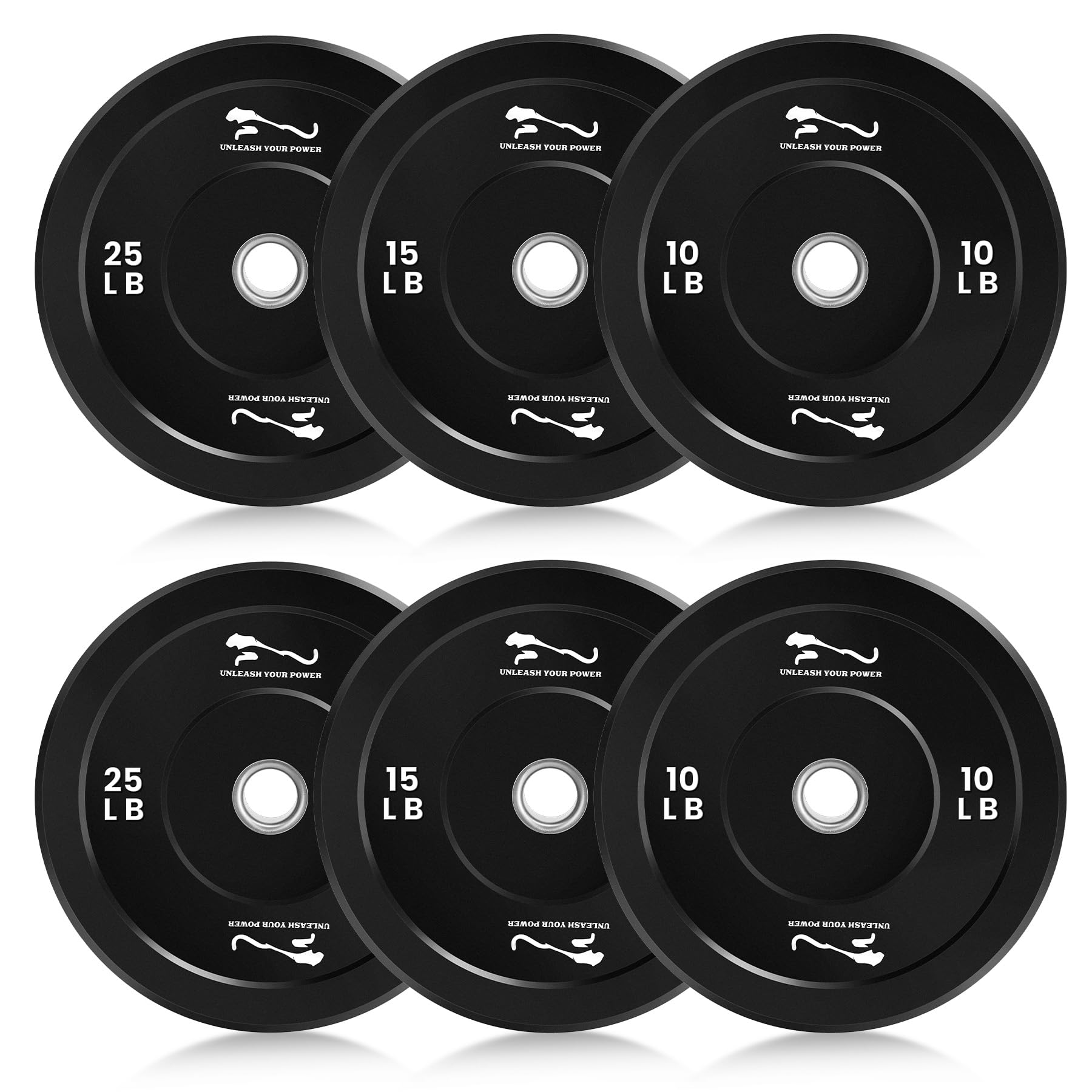 Garvee 100LB Weight Plates Set of 2, 2-Inch Universal Fit, Bumper Plates with Steel Insert for Strength Training, Rubber Weight Plates for Barbell Hom
