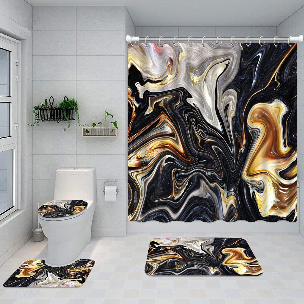 YL-36966 digital printed cloth shower curtain waterproof thick bathroom partition curtain with hook cross-border supply