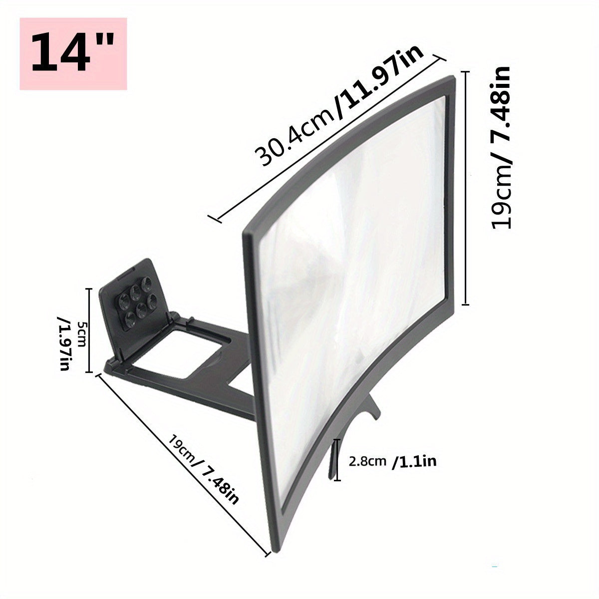 TEMU 14-inch Mobile Phone Screen Magnifying Glass With Adjustable Stand - Portable Design, Suitable For Games, Video Calls, - No Battery Required,