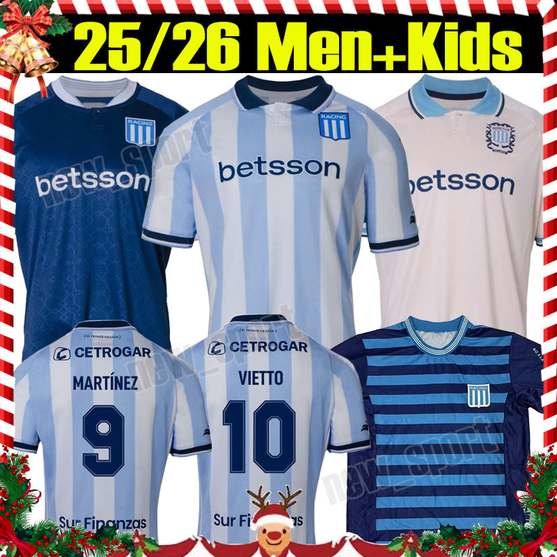 4XL 2025 26 Racing Club soccer jerseys Fans Version 2024 2025 home away MARTIRENA #15 camiseta de futbol home kids socks football shirts