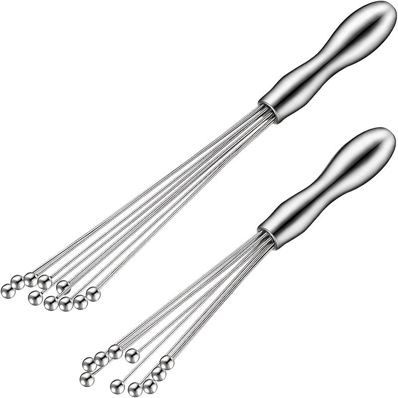 TEMU 2pcs Stainless Steel Mini Ball Whisk 10-inch And 12-inch, Egg Beater Manual Mixer Whisk For Sauces Cream Cooking Blender, Sauce Mixing, Compact