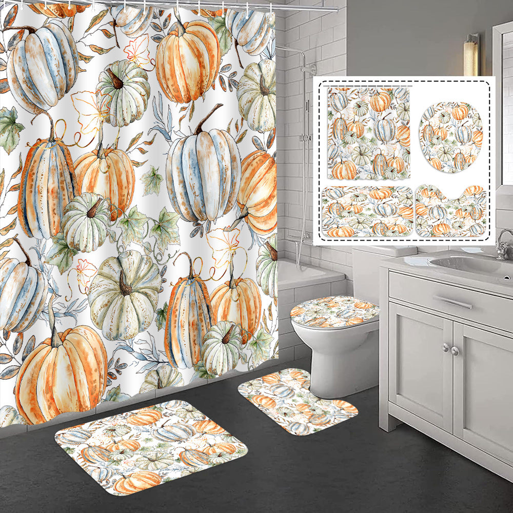 YL-37384 Hot selling shower curtain manufacturer Bomi digital printed polyester shower curtain non-slip mat set