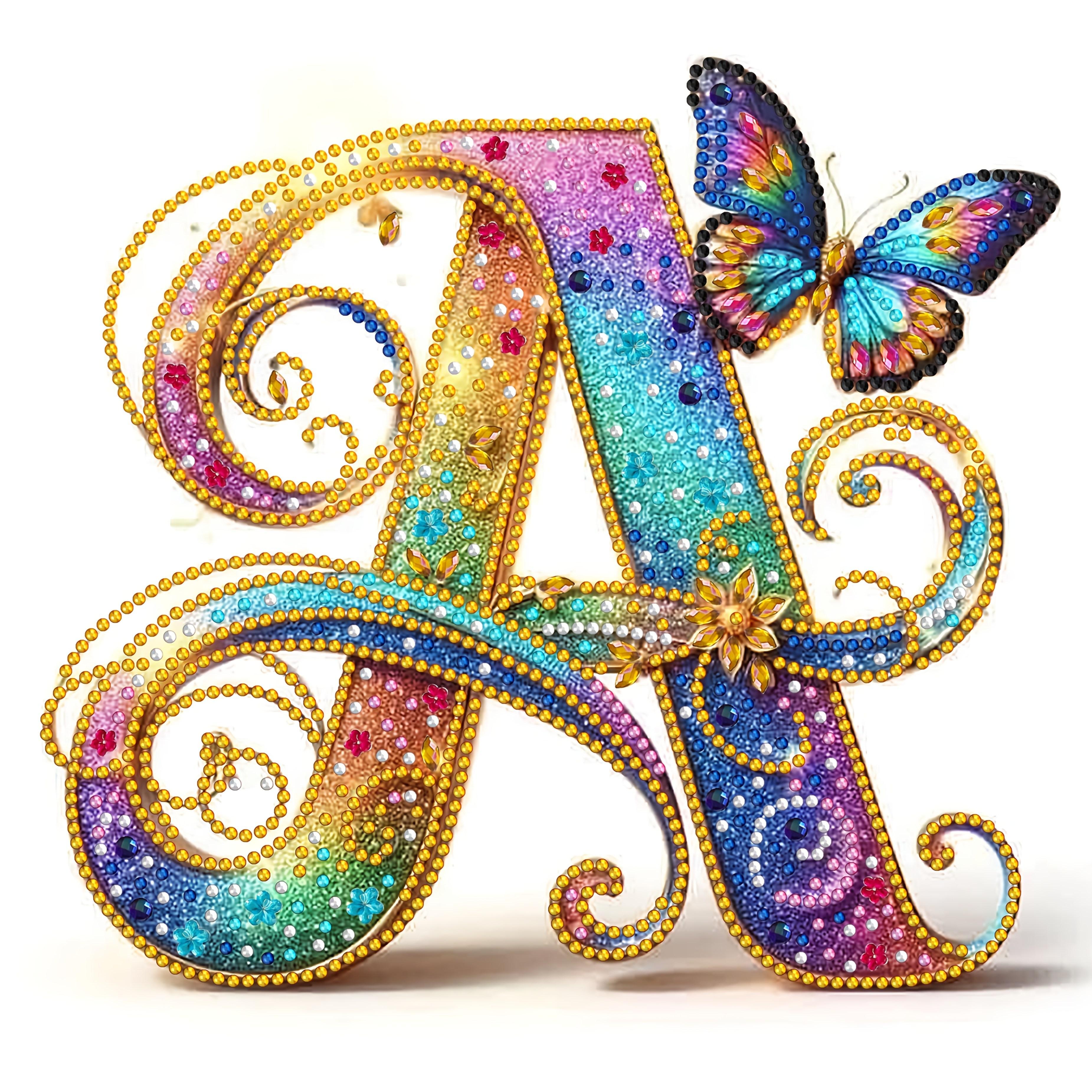 TEMU 1pc Vibrant Alphabet Painting Kit- 5d Acrylic Art With Irregular Shaped Diamonds, Colorful Wall Decor Home, Beginner-friendly, Canvas Material,