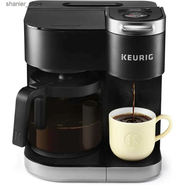 Coffee Tea Sets K-Duo Single Service K-Cup Pod Carafe Coffee Maker Black 1470 watts L240910
