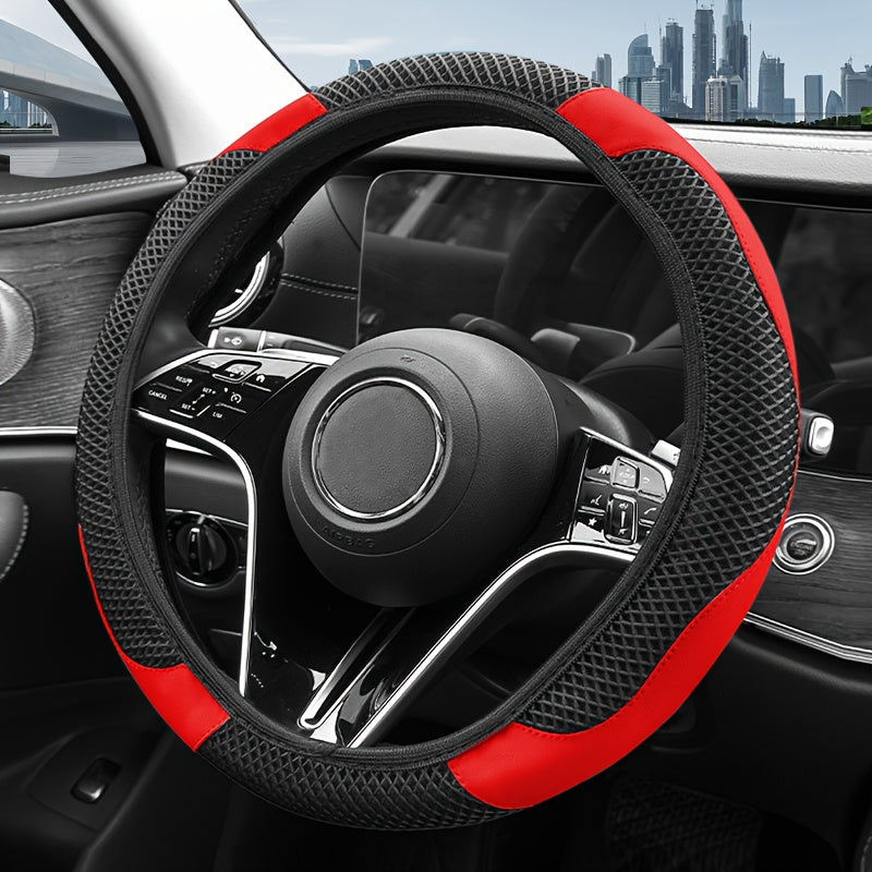 TEMU New Car Steering Wheel Cover In 11 Colors | Pu Leather Splicing Non-slip Without Summer Sweat-absorbing Car Handle Cover