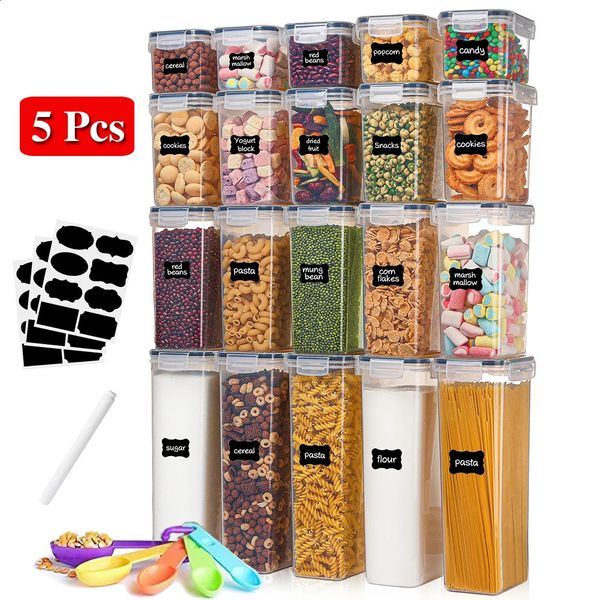 5 Pcs Set Kitchen Storage Organizer PP High Quality Food Container Refrigerator Noodle Box Multigrain Tank 240125