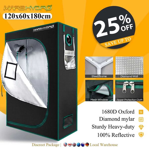 Mars Hydro 120x60x180CM Grow Tent 1680D Non toxic Waterproof Reflective For Hydroponic Indoor Grow Box Room tent X250205