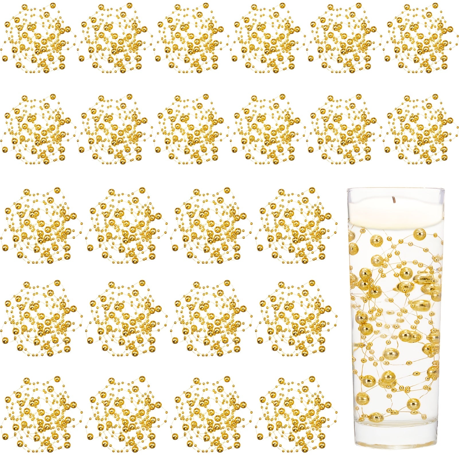 TEMU 24pcs Artificial Pearl String For Floating Candle Pearls Beads String Party Garland Decoration For Vases Filler Wedding Centerpiece Christmas