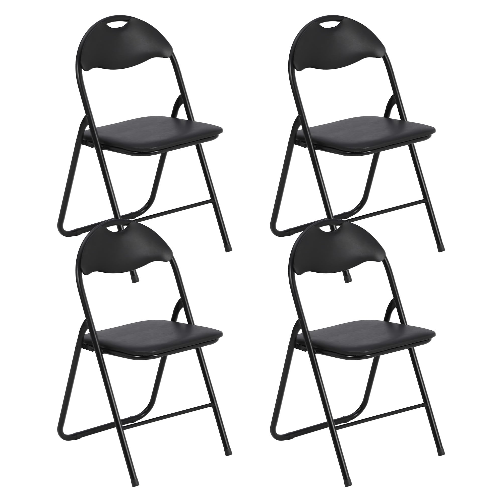 Garvee Folding Chairs with Padded Seats, Black Metal Folding Chairs with Non-Slip Feet Pads for Desks Home Office Steel Guest Reception Party Poker St
