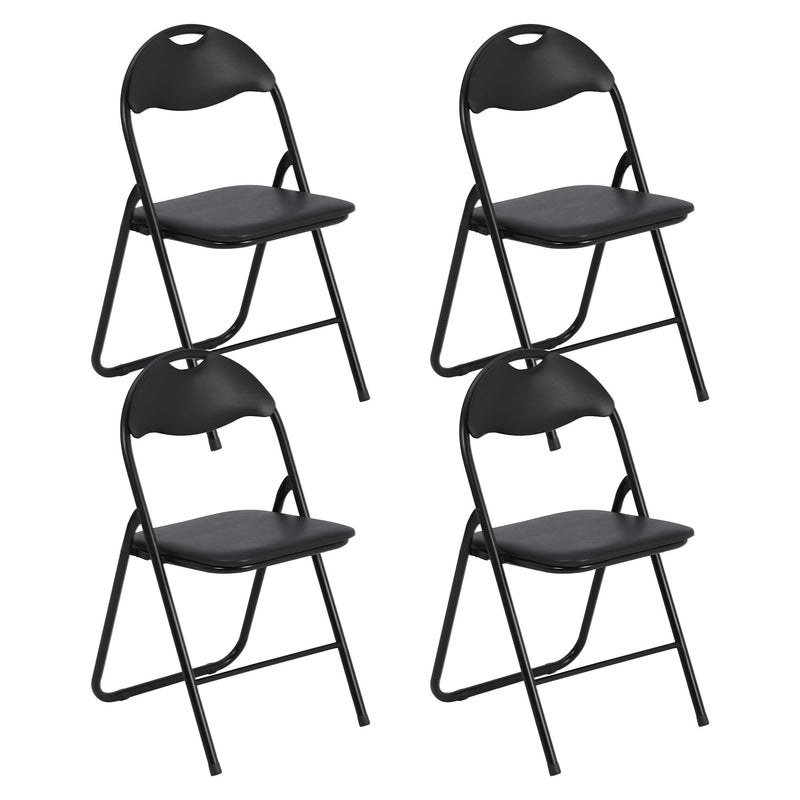 Garvee Folding Chairs with Padded Seats, Black Metal Folding Chairs with Non-Slip Feet Pads for Desks Home Office Steel Guest Reception Party Poker St