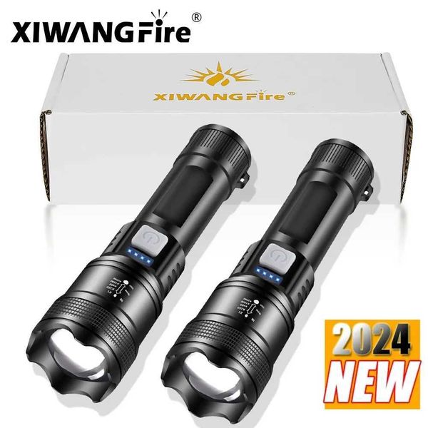 Powerful P70 Led Flashlights 5000LM Ultra Bright Tactical Light Emergency Spotlights Telescopic Zoom Light Built-in BatteryLX241109