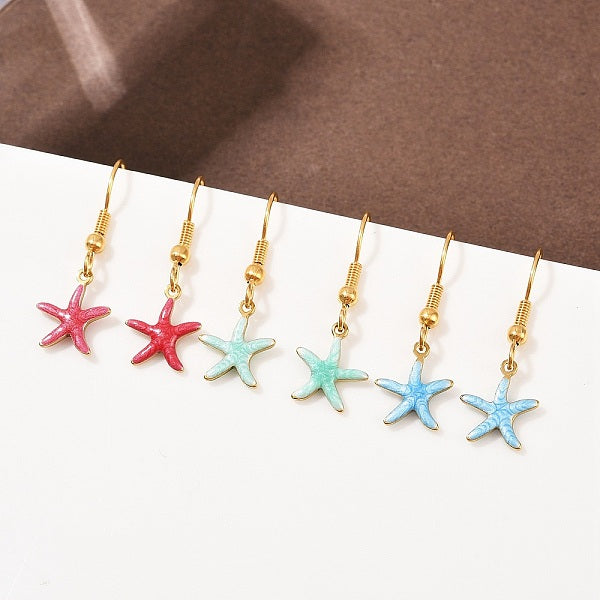 Boucles d'oreilles pendantes en acier inoxydable 304 émaillé série Ocean