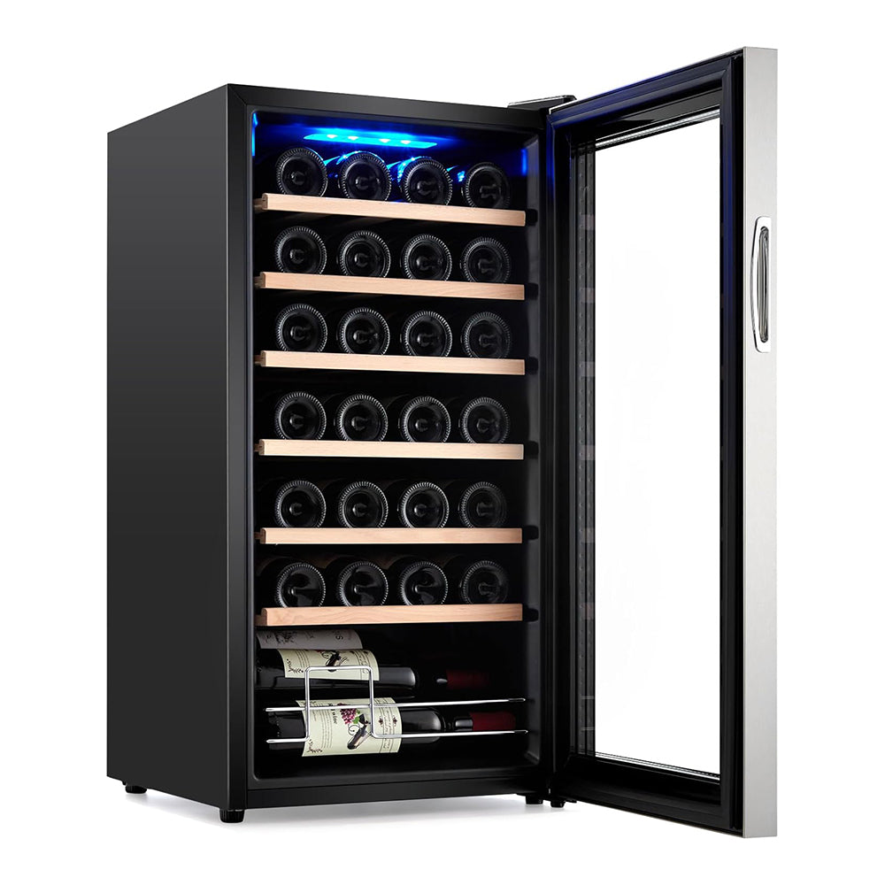 Garvee 28 Bottle Compressor Wine Cooler, Wine Cellar with Adjustable Temp Control, Freestanding Beverage Refrigerator for Red, White, Champagne, Beer,