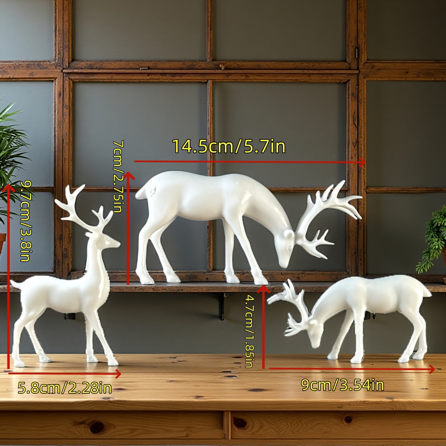 TEMU 3pcs Elegant Reindeer Sculpture Statues, Complex Corner Design - Room Decor, Wine Cabinet, Window Display, Tabletop Decoration, Bedroom-living