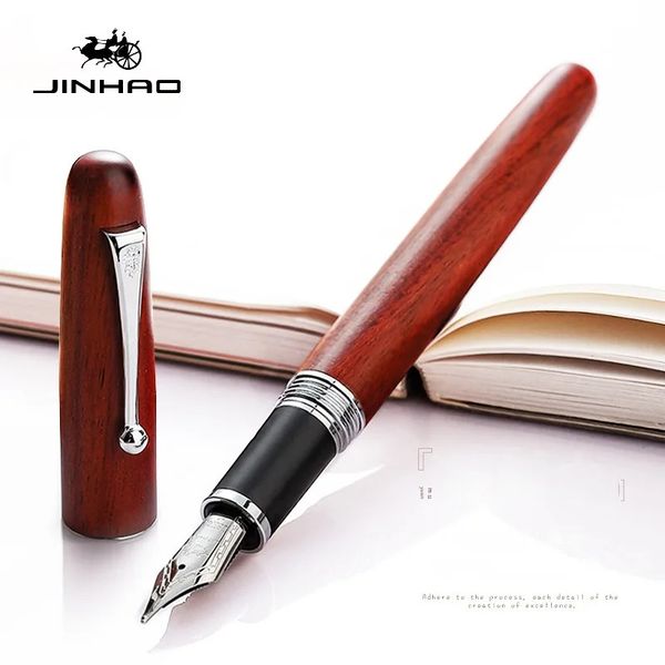 JINHAO 9035 Wooden Fountain Pen EF F M 2 Colors Wood Ink Pens Business Writing Stationary Office School Supplies PK 9056 240306