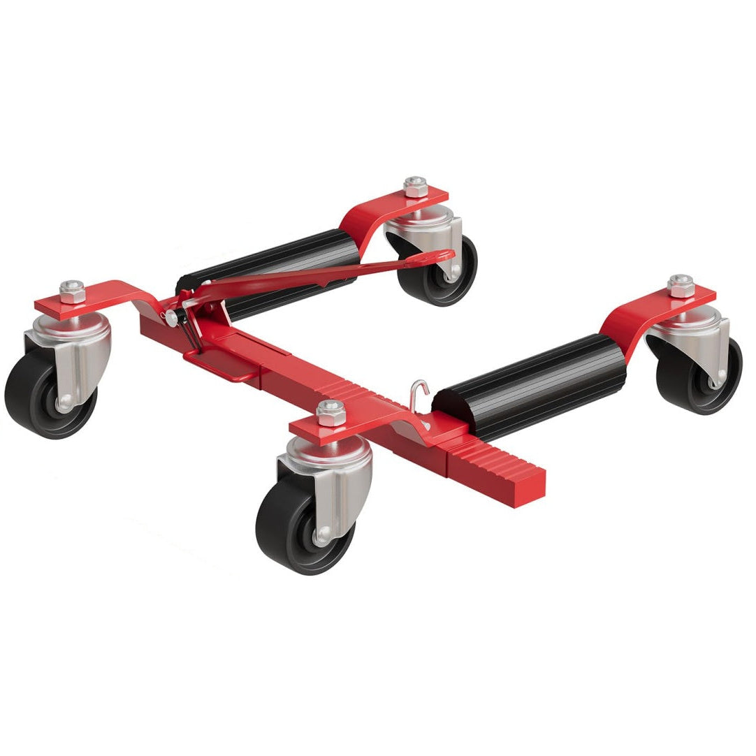 Garvee Car Wheel Dolly Jack Set of 2, Max 1500LBS Capacity, Mechanical Wheel Dolly with Ratcheting Foot Pedal, Vehicle Positioning Jack, Red, 12" Whee