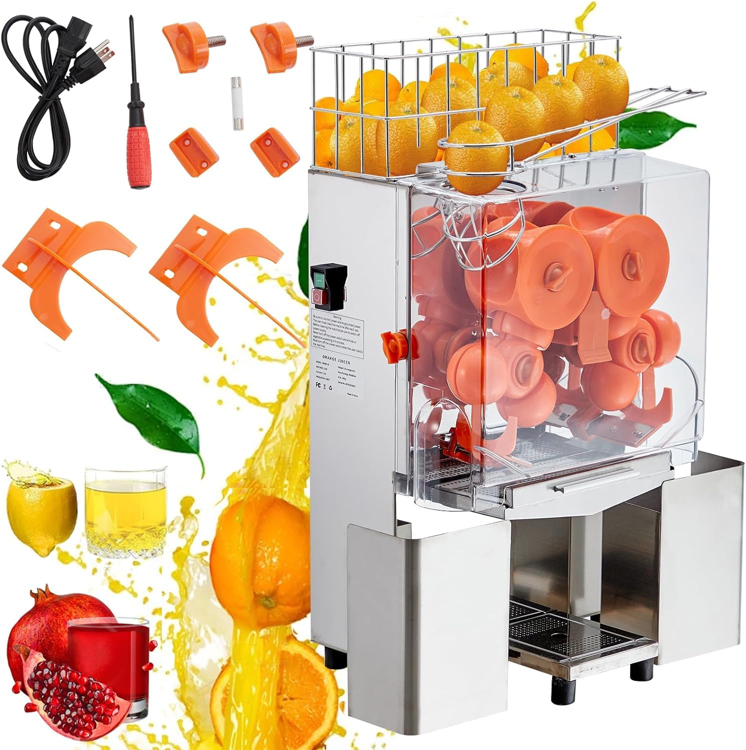 Garvee 120W Commercial Orange Juicer, 110V Electric Semi-Automatic