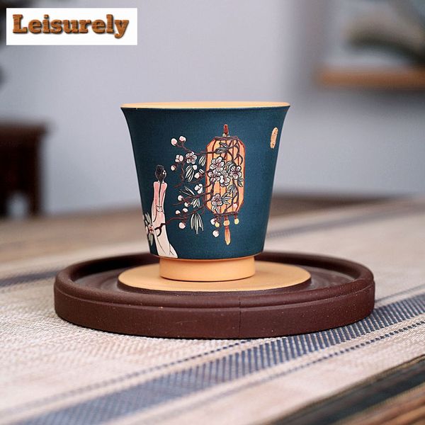 170Ml Master Handamde Painted Teacup Yi Purple Clay Mug Smelg Fragrance Cup Section Mud Tasting Tea Bowl Chazhan