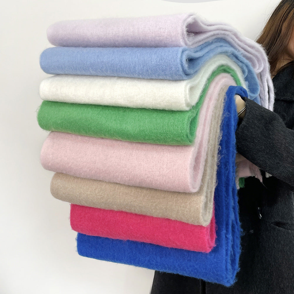 Scarf solid color small sweet potato hot style warm medium long scarf winter shawl neck collar outer wear